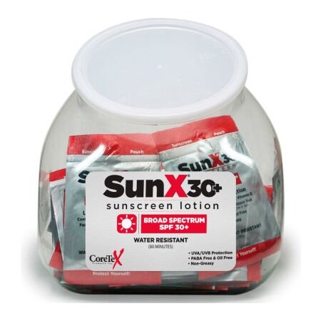 Coretex Products CoreTex Sun X 30 Sunscreen Lotion, SPF 30+, Lotion, Pouch, Fish Bowl, 50 Packets 71432